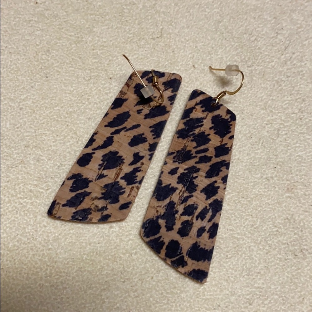 Nickel & Suede Animal Print Earrings